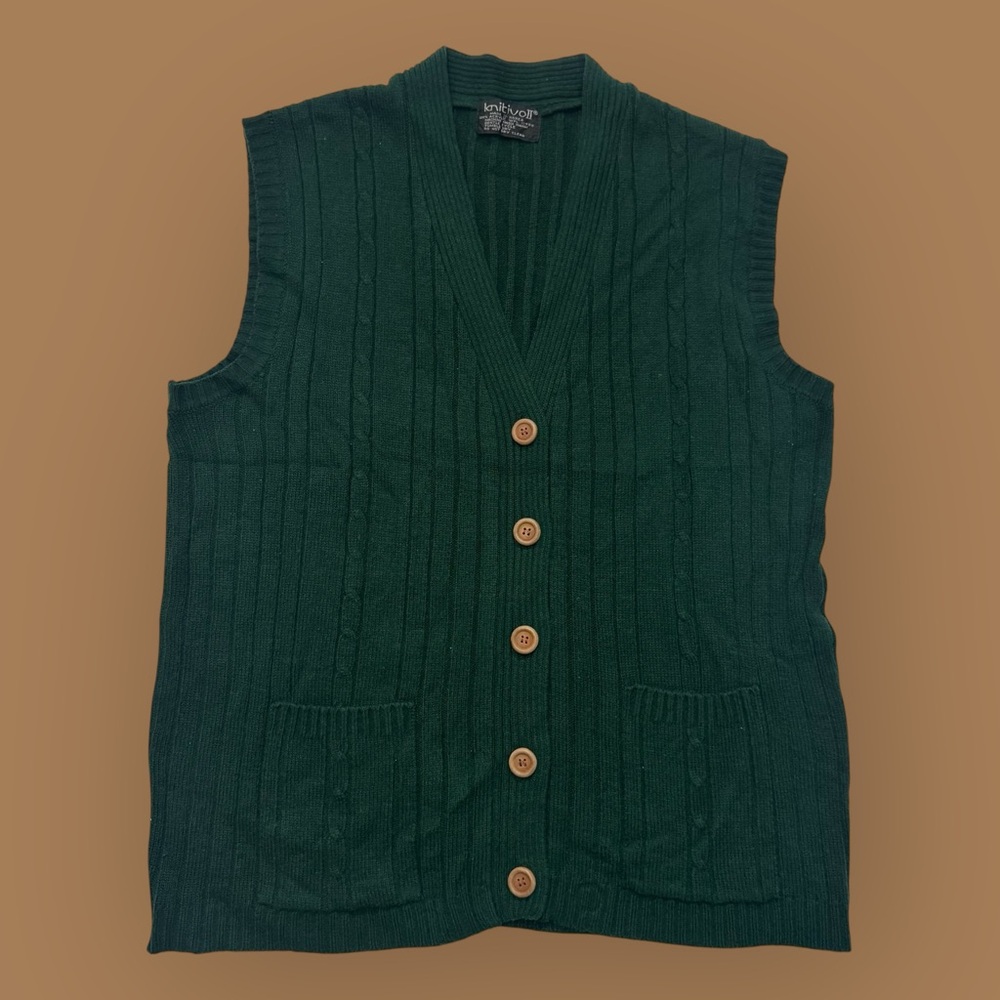 Vintage 70’s Dark Green Acrylic Sweater-Vest